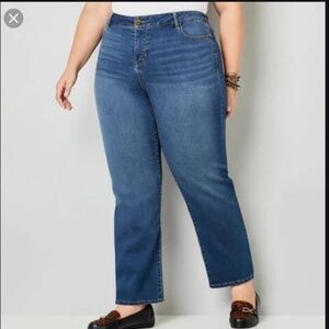 Avenue Jeans high waist rise straight leg med wash